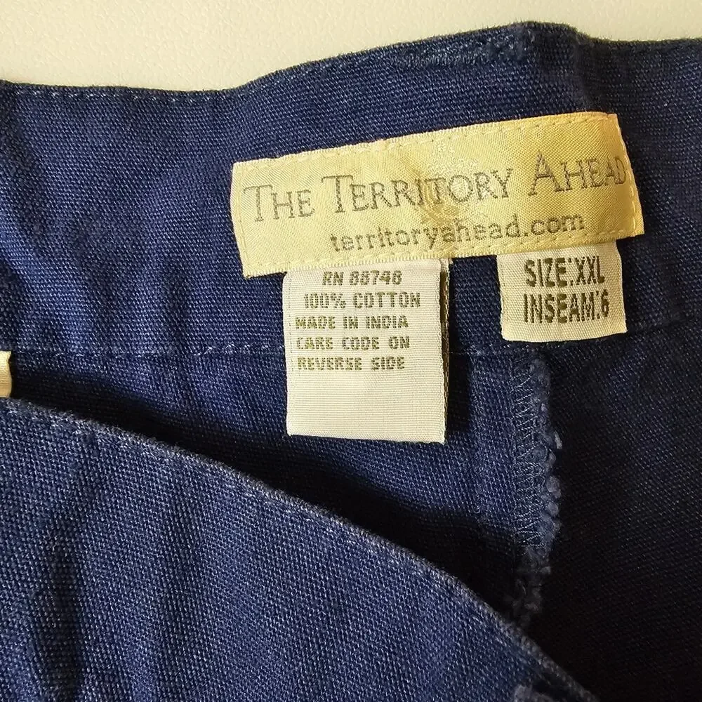 The Territory Ahead Men’s Navy Canvas Shorts XXL Cotton Flat Front Hiking Golf